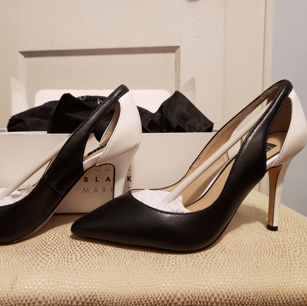 🖤🤍 WHBM Harper Cutout Heel Colorblock Pumps - Picture 11 of 12